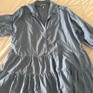 Free People Blue Button-Up Dress